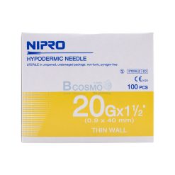 เข็มฉีดยา NIPRO 20Gx1 1/2 นิ้ว [100 ชิ้น/กล่อง]