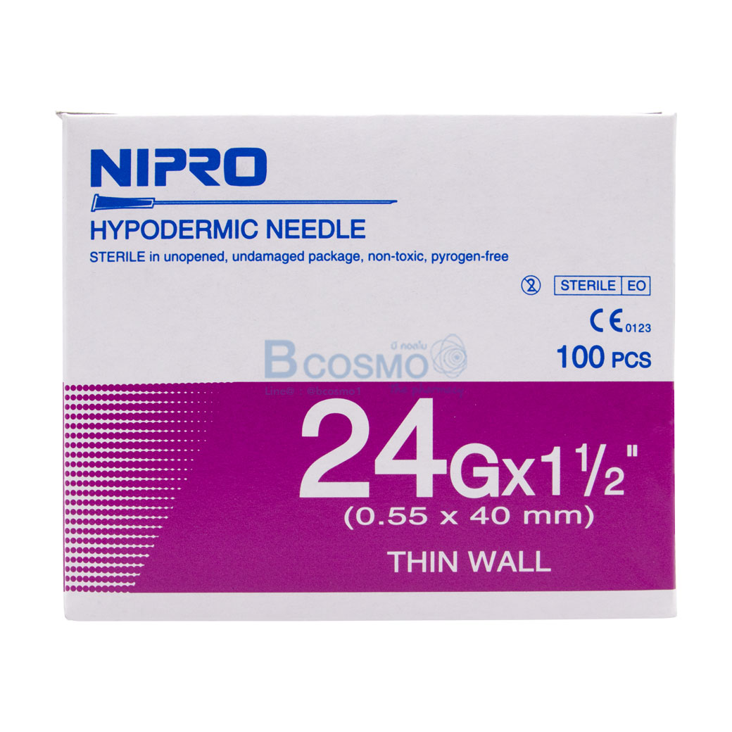 เข็มฉีดยา NIPRO 24G x 1 1/2" [100 ชิ้น/กล่อง]