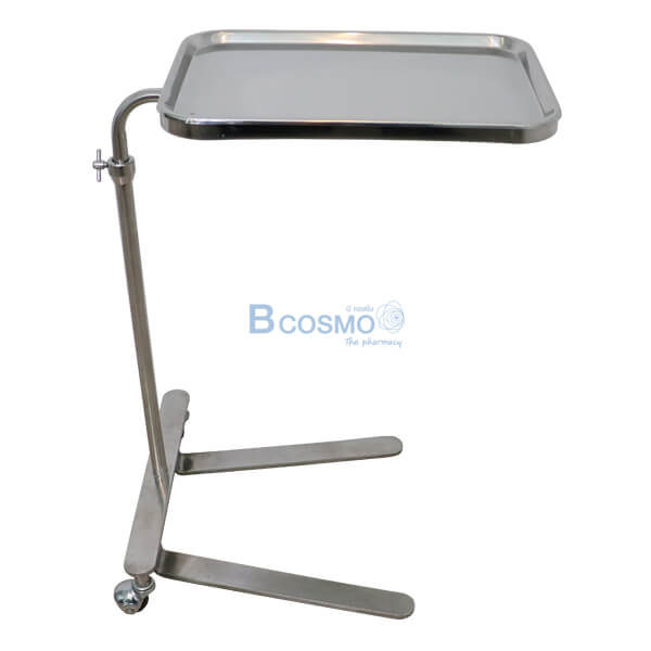 P-6816 - โต๊ะเมโยวางเครื่องมือแพทย์ (Mayo Stand) 2 ล้อ พร้อมถาด