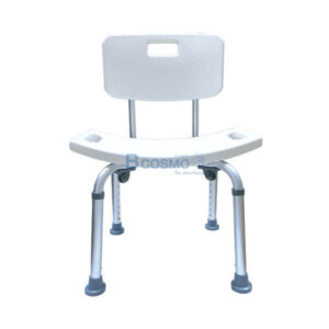 P-7042 - เก้าอี้นั่งอาบน้ำ มีพนักพิงโค้งเล็ก สำหรับผู้ป่วย สีขาว-1