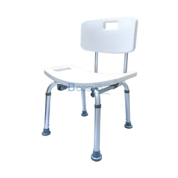 เก้าอี้นั่งอาบน้ำ มีพนักพิงโค้งเล็ก สำหรับผู้ป่วย สีขาว