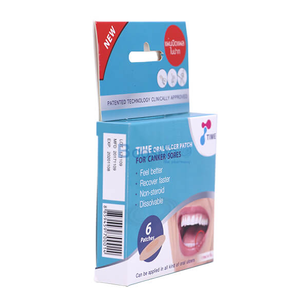 แผ่นปิดแผลในปาก Time Oral Ulcer Patch 1.5 cm.x 6 ชิ้น