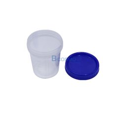 ถ้วยตวงพลาสติก มีฝาครอบสีน้ำเงิน 120 ml. [10 ชิ้น/แพ็ค]