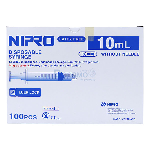 ไซริงค์หัวล็อก LL NIPRO 10 ml. 100 ชิ้น/กล่อง [10 กล่อง]