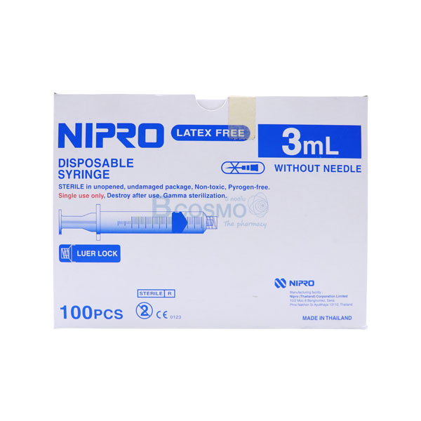 ไซริงค์หัวล็อก LL NIPRO 3 ml. [100 ชิ้น/กล่อง]