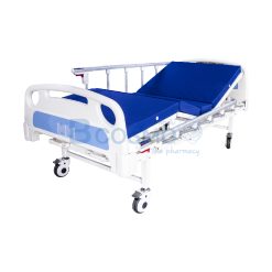 เตียงผู้ป่วยมือหมุน 2 ไกร์ ราวสไลด์ สีฟ้า YD-S231
