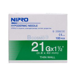 เข็มฉีดยา NIPRO 21G x 1 1/2″ [100 ชิ้น/กล่อง]