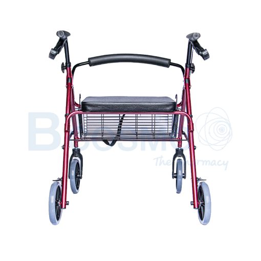 WC0408 R Wheelchair Rollator รถเข็นหัดเดิน 2 in 1 ล้อ 8 นิ้วเบาะใหญ่ สีแดง Y882LW 4
