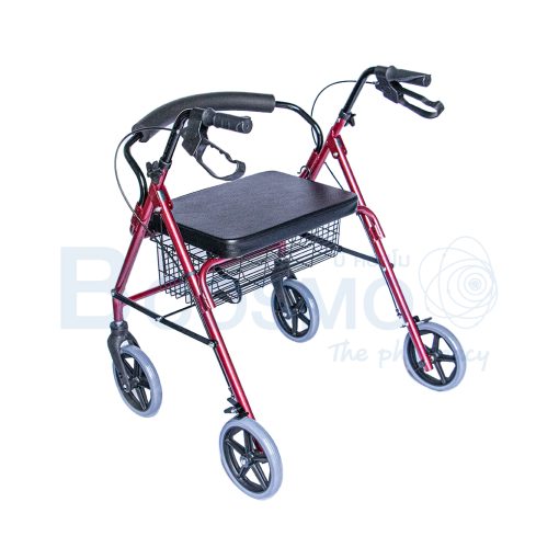 WC0408 R Wheelchair Rollator รถเข็นหัดเดิน 2 in 1 ล้อ 8 นิ้วเบาะใหญ่ สีแดง Y882LW 6