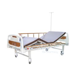 เตียงผู้ป่วยมือหมุน 2 ไกร์ ราวสไลด์ สีครีม UQ2400A-P