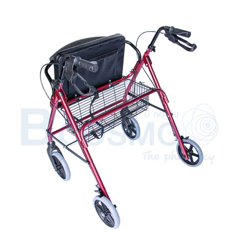 WC0408 R Wheelchair Rollator รถเข็นหัดเดิน 2 in 1 ล้อ 8 นิ้วเบาะใหญ่ สีแดง Y882LW 3