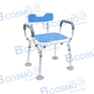 เก้าอี้นั่งอาบน้ำ มีพนักพิง ที่พักแขน ที่นั่งฟ้า CST-3052 สีขาว